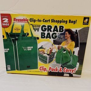 2 Reusable Clip to Cart Grocery Grab Bags